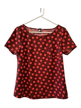 Lands' End Orange Polka Dot Short Sleeve Blouse Size 6